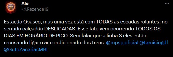 ViaMobilidade: usuários da Estação Osasco reclamam de escada rolante em manutenção