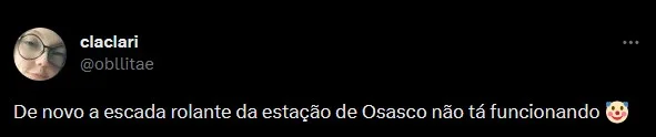 ViaMobilidade: usuários da Estação Osasco reclamam de escada rolante em manutenção