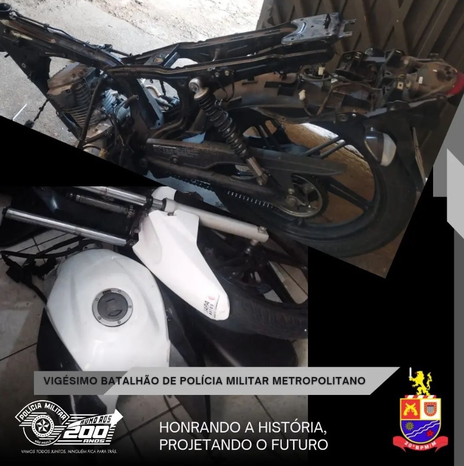 Moto foi encontrada desmontada pela PM (Divulgação/PMESP)