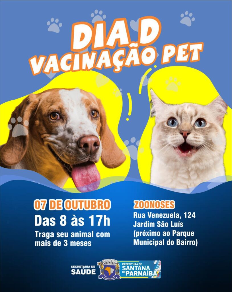 Sábado (7) tem vacinação antirrábica em Santana de Parnaíba