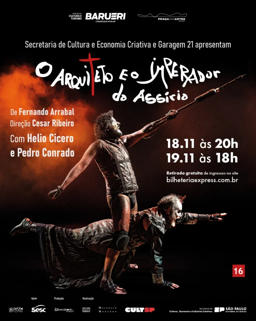 Barueri: Praça das Artes apresenta a peça O Arquiteto e o Imperador da Assíria