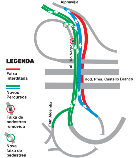 Trevo de Alphaville: 1ª etapa de remodelação durará cerca de 30 dias