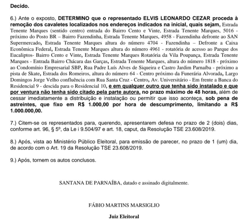 Justiça Eleitoral determina retirada de cavaletes de Elvis Cezar das vias públicas