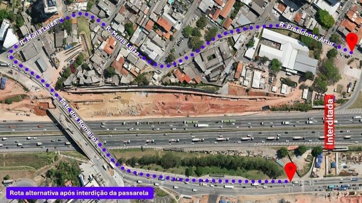 Barueri: passarela no km 26 da Castello Branco será interditada para substituição