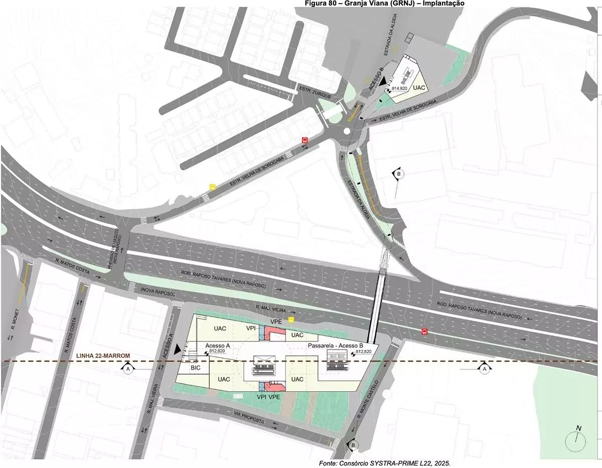 Linha 22-Marrom: Estação Granja Viana será construída na Raposo Tavares