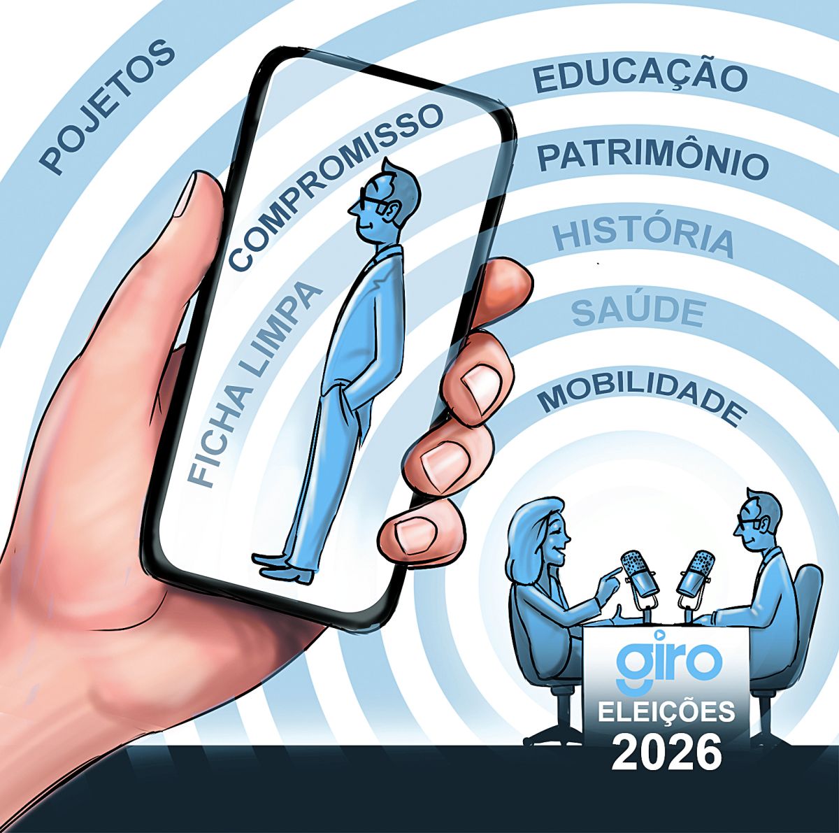 Arte sobre as eleições 2026 produzida por Carlinhos Muller