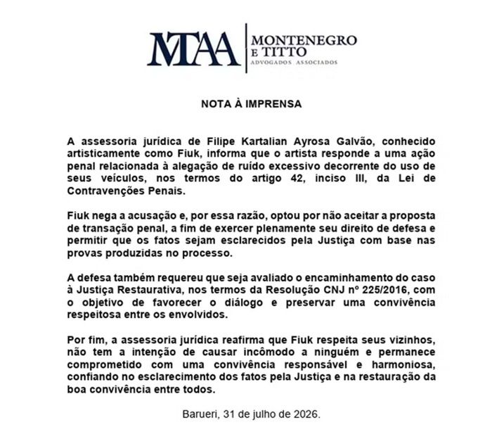 Alphaville: Fiuk vira réu por perturbação do sossego em condomínio