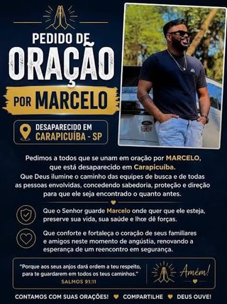 Família pediu orações e ajuda para localizar Marcelo Magalhães de Almeida