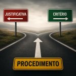 estrada do procedimento(cultura) com bifurcação, lado direito critério e lado esquerdo justificativa