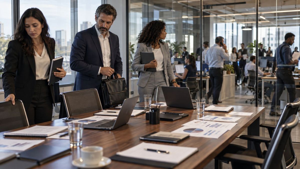 Execução da estratégia após uma reunião de planejamento empresarial