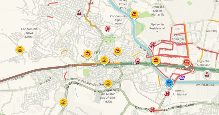 Barueri: cidade registra mais de 15 pontos de lentidão nesta quinta (15)