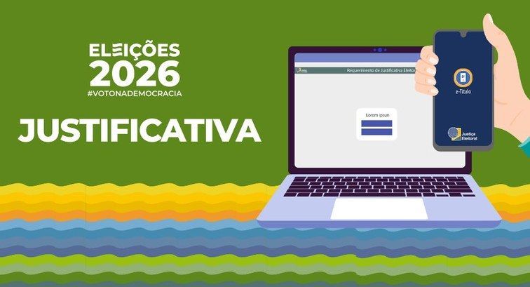 Arte da Justiça Eleitoral sobre justificativa de ausência nas urnas